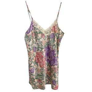 Floral Lace Trim‎ Cami Top Sleeveless Lingerie Blouse Summer Cute Vintage
